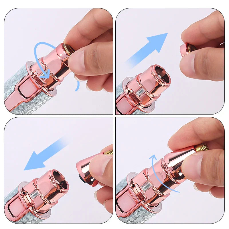 2 In1 Rechargeable Facial Hair Removal and Eyebrow Shaver - Face Lips Body Painless Facial Razor with Built-in LED Light USB